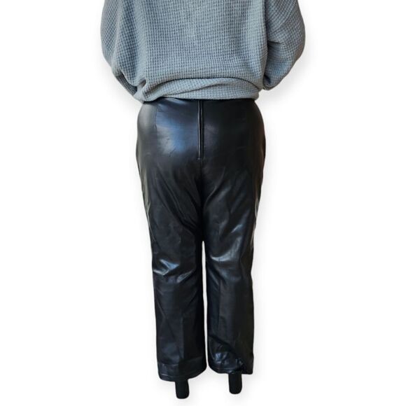 Un Deux Trois Black Faux Leather Bootcut Pants Size 20 - Picture 5 of 12